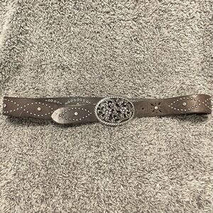 Blue Genie Leather Rhinestone Studded Belt